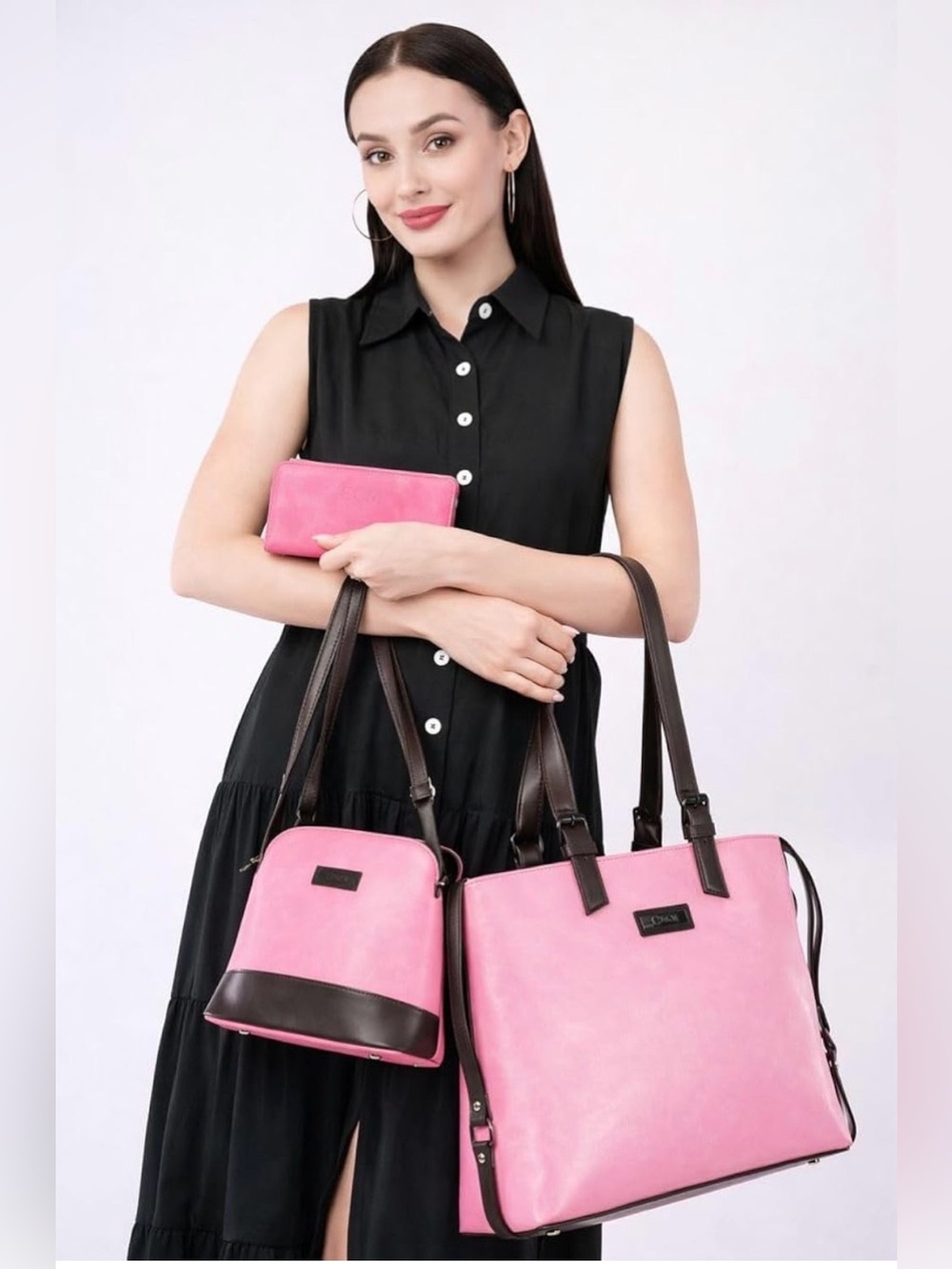 Pink Tote and Crossbody Bag Set - Women Bags